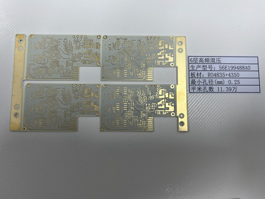 100% Elektryczny Test Rogers PCB Board Z Złotym Wykończeniem 6 Warstwa RO4835+4350 Mieszanka