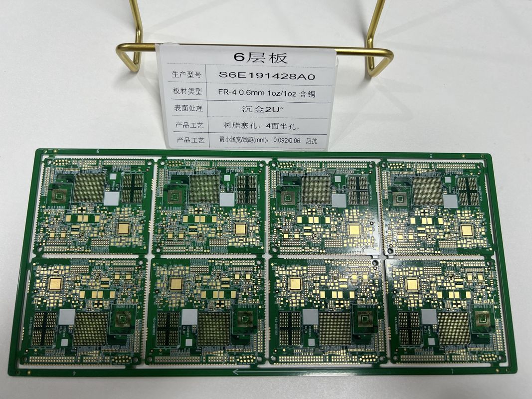 6 warstw gniazdo lampy HDI sztywny elastyczny Pcb półdziura 3/3Mil Impedans Control