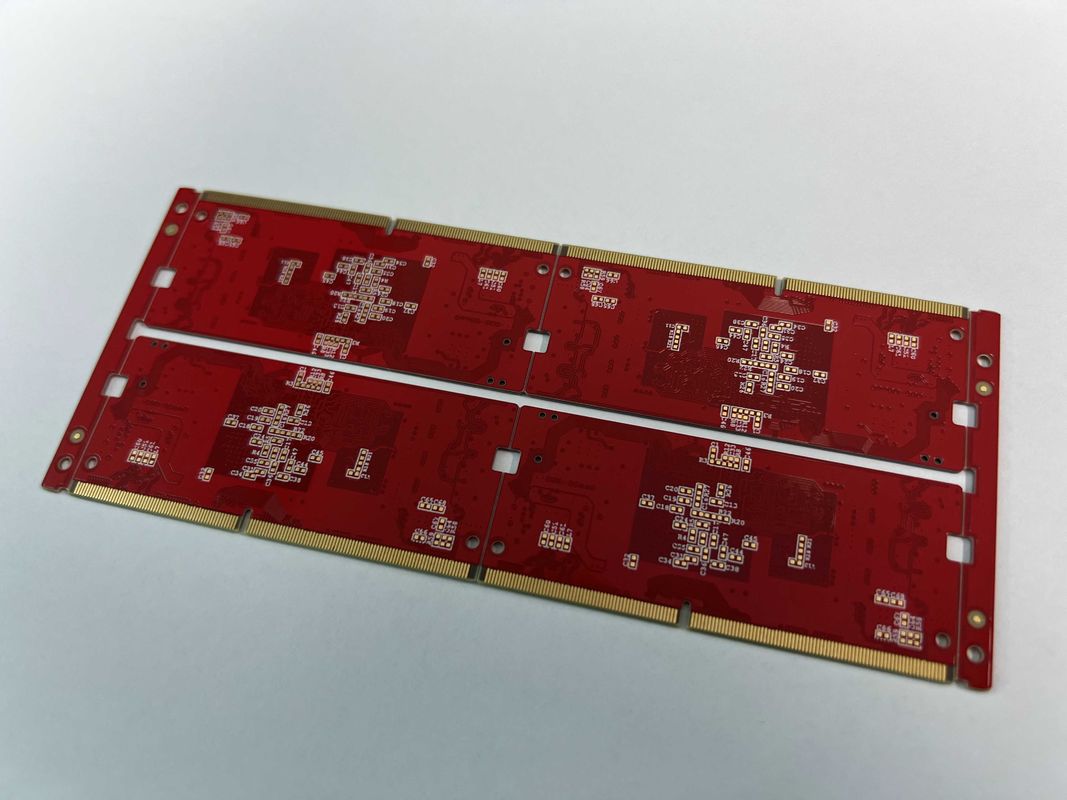 Płytka PCB wielowarstwowa z powierzchnią złota z czerwonym kolorem maski lutowniczej i masą miedzi 0,25 oz