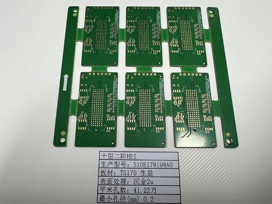 10L HDI PCB Board 2+N+2 z minimalnym śladem 3/3mil Board 0.4-3.2mm SHENGYI TG170 ENIG3-8U