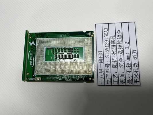 18 warstw wysokiej gęstości Interkonektor wysokiej prędkości płyty PCB w 10 1 stosunek widoczności vipppo ENIG + flash Złoto
